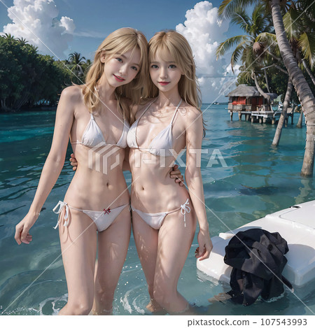 馬爾地夫海邊穿著比基尼泳衣微笑的女人AI圖像AI照片 馬爾地夫海邊穿著比基尼泳衣微笑的女人AI圖像AI照片 107543993
