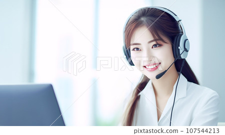 Call center smiling woman 107544213
