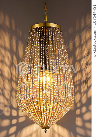 exquisite art piece featuring a lamp adorned with a transparent diamond suspended exquisite art piece featuring a lamp adorned with a transparent diamond suspended 107544451