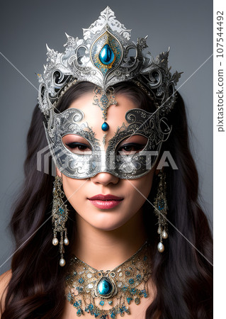 a facial silver metal carnival venetian mask concept 272293967 107544492