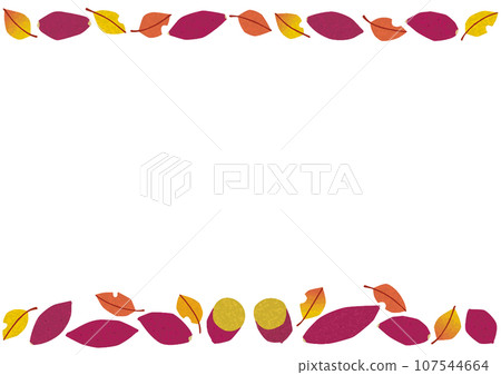 Sweet potato and fallen leaves frame_Horizontal position_Obi_Japanese paper style inlay 107544664