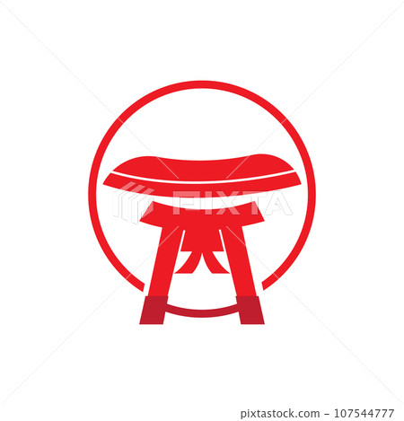 Torii Gate Logo, Japanese History Gate Icon Vector, Chinese Illustration, Wooden Design Company Brand Template 107544777