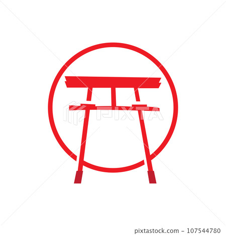 Torii Gate Logo, Japanese History Gate Icon Vector, Chinese Illustration, Wooden Design Company Brand Template 107544780