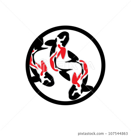 Koi Fish Logo Design, Chinese Lucky And Triumph Ornamental Fish Vector, Company Brand Gold Fish Icon 107544863
