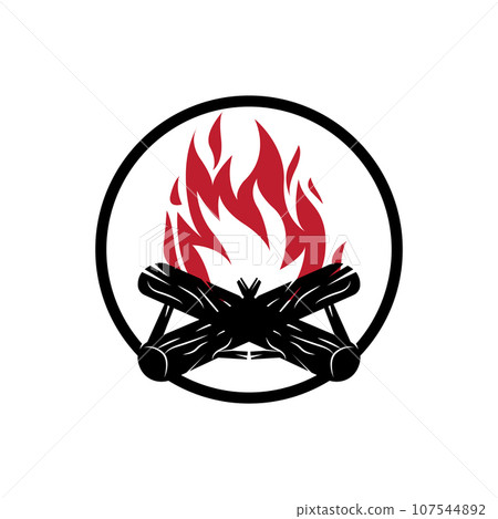 Bonfire Logo, Wood Burning And Fire Design, Camping Adventure Vintage 107544892