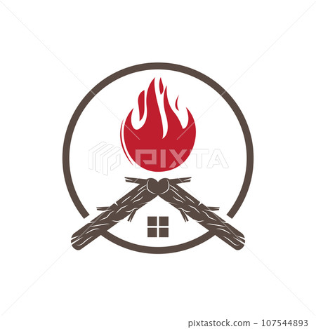 Bonfire Logo, Wood Burning And Fire Design, Camping Adventure Vintage 107544893