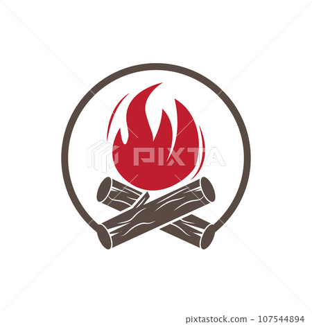 Bonfire Logo, Wood Burning And Fire Design, Camping Adventure Vintage 107544894