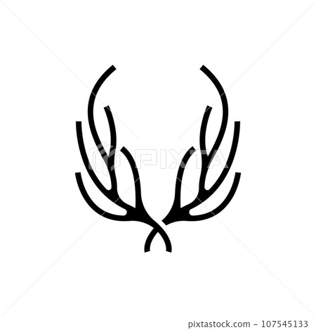 Deer Horn Logo, Animal Vector, Minimalist Simple Design, Illustration Symbol Icon 107545133