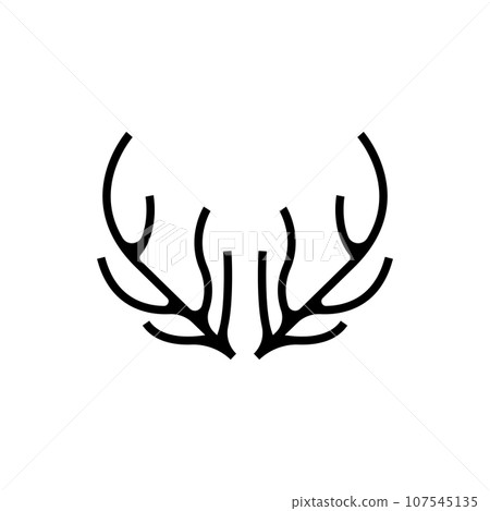 Deer Horn Logo, Animal Vector, Minimalist Simple Design, Illustration Symbol Icon 107545135