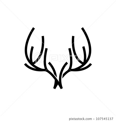 Deer Horn Logo, Animal Vector, Minimalist Simple Design, Illustration Symbol Icon 107545137
