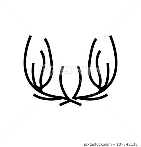 Deer Horn Logo, Animal Vector, Minimalist Simple Design, Illustration Symbol Icon 107545138