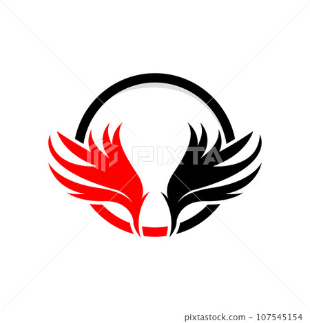 Wing Logo Design, Vector Eagle Falcon Wings, Beauty Flying Bird, Illustration Symbol 107545154