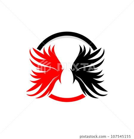 Wing Logo Design, Vector Eagle Falcon Wings, Beauty Flying Bird, Illustration Symbol 107545155