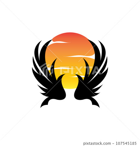 Wing Logo Design, Vector Eagle Falcon Wings, Beauty Flying Bird, Illustration Symbol 107545185