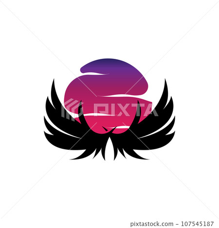 Wing Logo Design, Vector Eagle Falcon Wings, Beauty Flying Bird, Illustration Symbol Wing Logo Design, Vector Eagle Falcon Wings, Beauty Flying Bird, Illustration Symbol 107545187