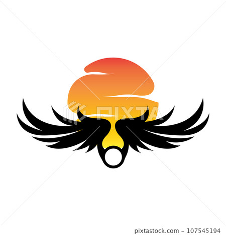 Wing Logo Design, Vector Eagle Falcon Wings, Beauty Flying Bird, Illustration Symbol 107545194