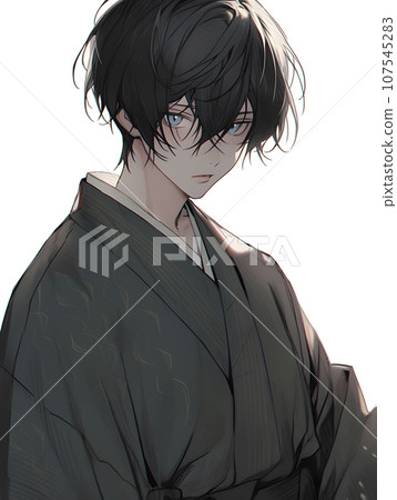 穿著黑色和服的男人的插圖（AI 生成的圖像） 107545283