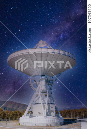 "Nagano Prefecture" Starry sky landscape synthesized with parabolic antenna Starry sky synthesis 107545490