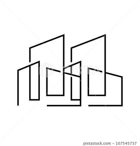 Skyline Logo, Simple Modern Design of Skyscrapers, Vector Cityscape Buildings, Icon Silhouette Illustration 107545737
