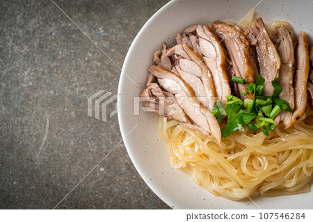 dried duck noodles in white bowl dried duck noodles in white bowl 107546284