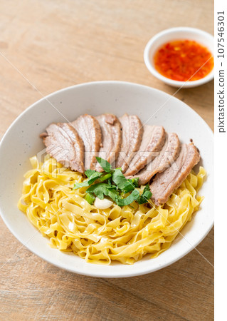 dried duck noodles in white bowl dried duck noodles in white bowl 107546301