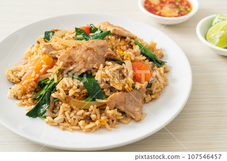Fried rice with pork on plate Fried rice with pork on plate 107546457