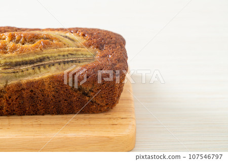 banana cake on wood board banana cake on wood board 107546797