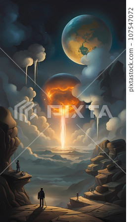 set of fantasy surreal landscape illustration set of fantasy surreal landscape illustration 107547072