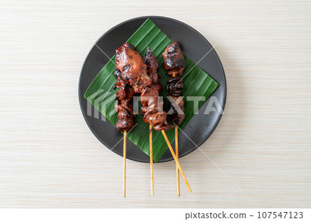 grilled chicken liver skewer in Asian style 107547123