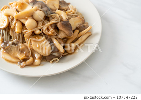 Stir fried mixed mushroom with oyster sauce Stir fried mixed mushroom with oyster sauce 107547222