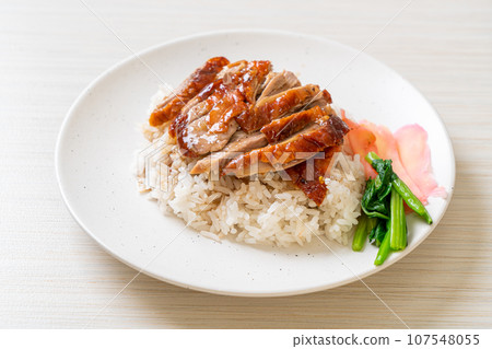 Roasted duck on rice Roasted duck on rice 107548055