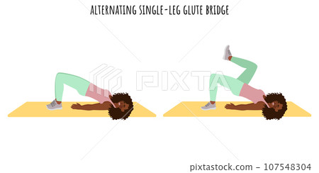Young woman doing single-leg glute bridge 107548304