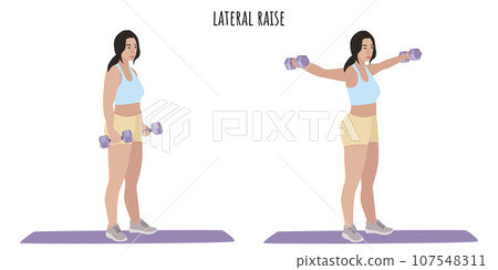 Asian woman doing lateral raise exercise 107548311