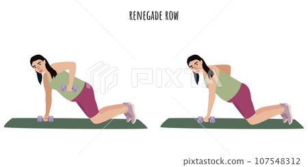 Asian pregnant woman doing renegade row exercise 107548312