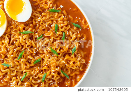 Korean instant noodles with egg 107548605