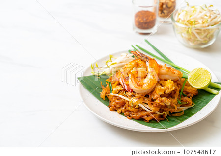 Pad Thai - stir-fried rice noodles Pad Thai - stir-fried rice noodles 107548617