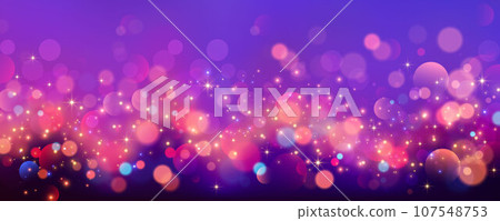 Rainbow unicorn background. Pastel glitter pink fantasy galaxy. Magic mermaid sky with bokeh. Holographic kawaii abstract space with stars and sparkles. Vector 107548753