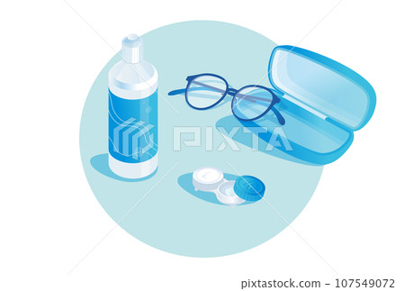 Illustration of contact lenses and glasses Illustration of contact lenses and glasses 107549072