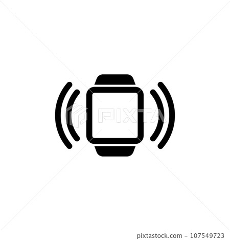 Smart Watch Vibrate, New Message, Alarm. Flat Vector Icon illustration. Simple black symbol on white background. Smart Watch Vibrate, New Message sign design template for web and mobile UI element. 107549723
