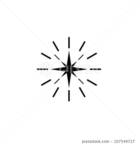 Premium Sparkle Star with Rays, Starlet. Flat Vector Icon illustration. Simple black symbol on white background. Premium Sparkle Star with Rays sign design template for web and mobile UI element. 107549727