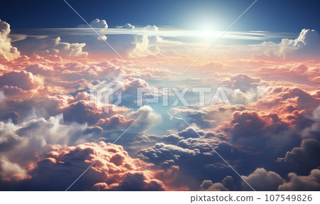 Close-up of colorful clouds in the sunset sky. Colorful background. Close-up of colorful clouds in the sunset sky. Colorful background. 107549826