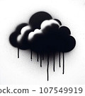 leaking cloud graffiti stencil-art sprayed in black over white 107549919
