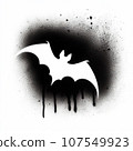 halloween vampire bat graffiti stencil-art sprayed in black over white 107549923