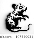 zombie gherbil graffiti stencil-art sprayed in black over white 107549931