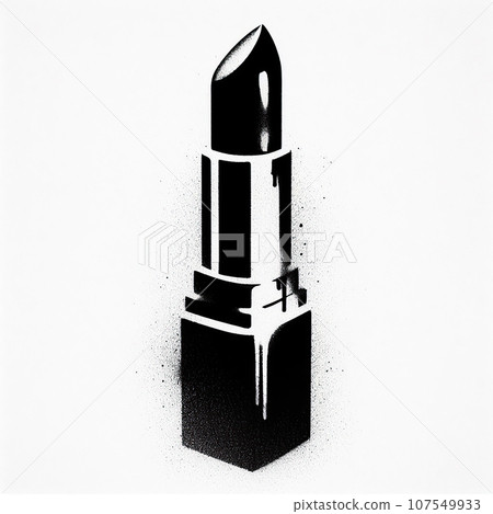 lipstick graffiti stencil-art sprayed in black over white 107549933