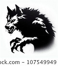 werewolf graffiti stencil-art sprayed in black over white 107549949
