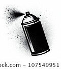 spraycan graffiti stencil-art sprayed in black over white 107549951