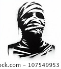 mummy graffiti stencil-art sprayed in black over white 107549953