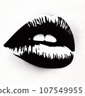 female lips graffiti stencil-art sprayed in black over white 107549955