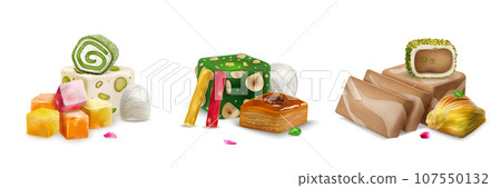 Oriental Sweets Realistic Compositions Oriental Sweets Realistic Compositions 107550132